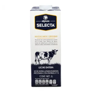 Leche entera Selecta Alpura 1 L caja de 12