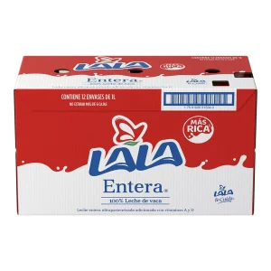 Caja de leche lala entera 12 pz de 1 lt c/u